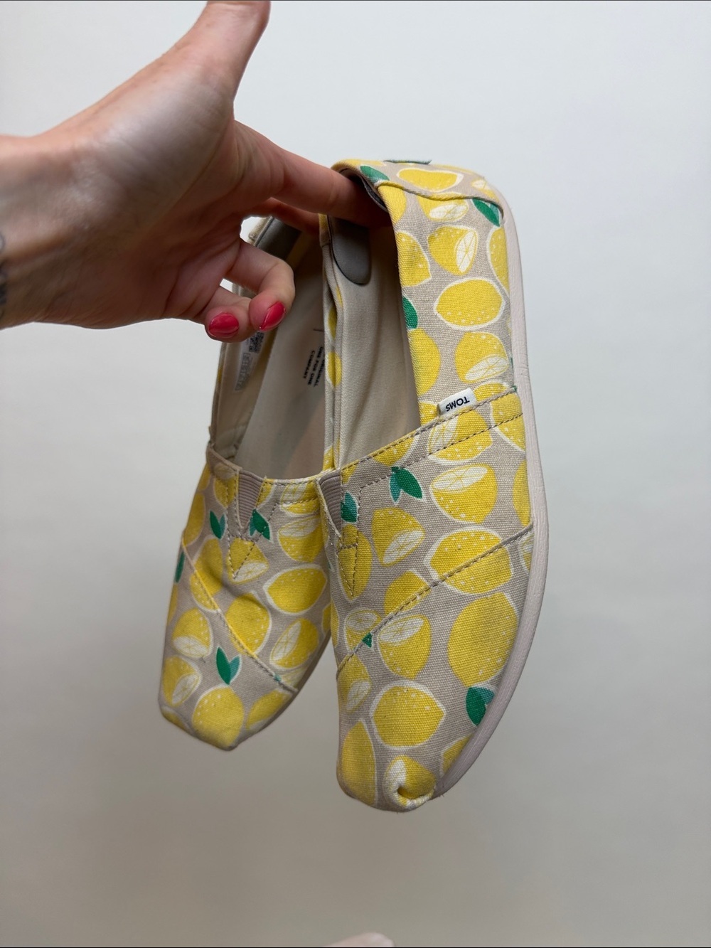 Tom’s Yellow Lemon Print Cancas Slip-On Women’s Shoe